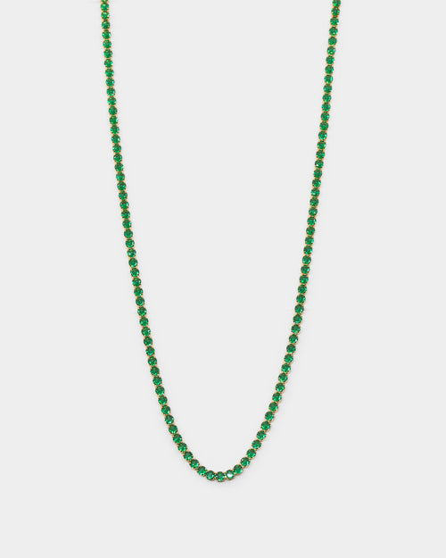 NXS 3mm Tennis Chain Gold/Green