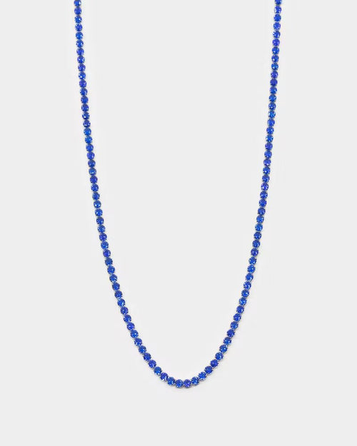 NXS 3mm Tennis Chain White Gold/Blue