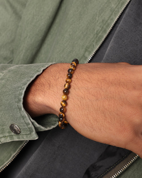 NXS Tiger Eye Bracelet Steel/Brown