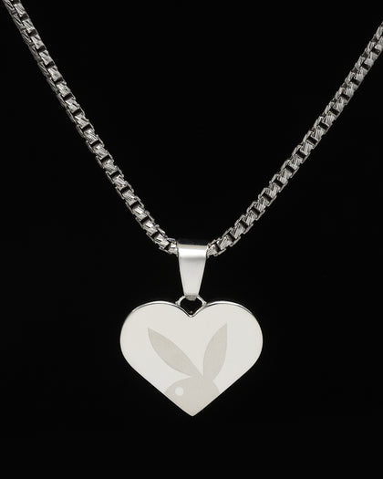 Playboy By House Of Auric Playboy Heart Pendant Sterling Silver