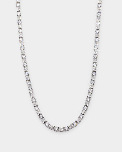 NXS Jesse Duo Stone Chain Iced White Gold