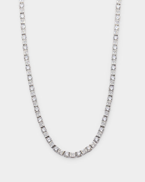 NXS Jesse Duo Stone Chain Iced White Gold