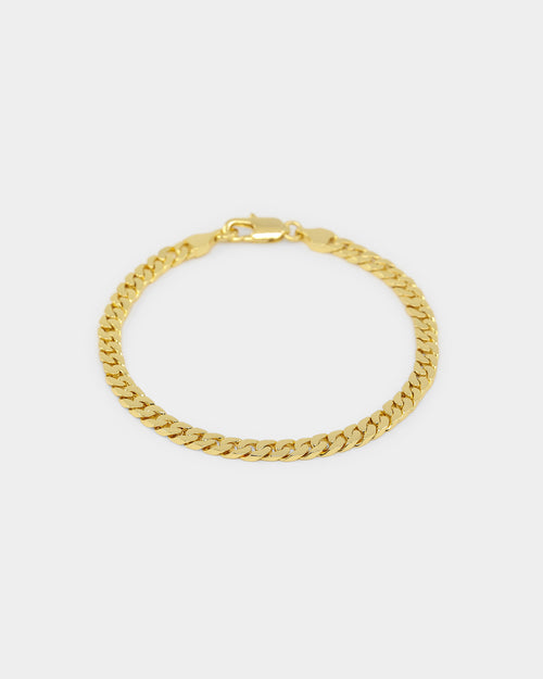 NXS Flat Faced Curb Bracelet Gold