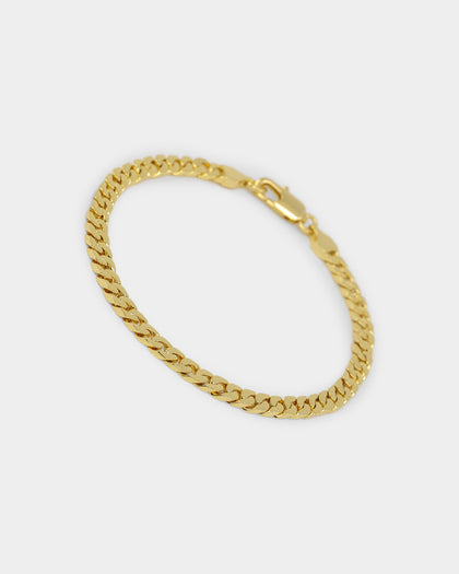 NXS Flat Faced Curb Bracelet Gold