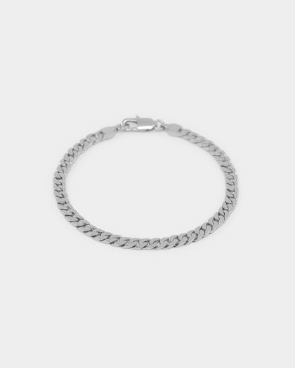 NXS Flat Faced Curb Bracelet White Gold