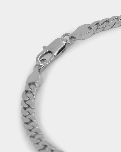 NXS Flat Faced Curb Bracelet White Gold