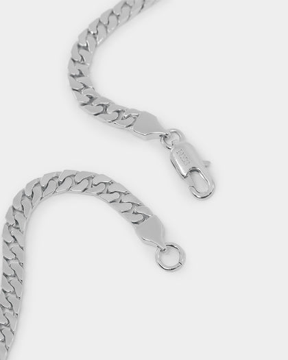 NXS Flat Faced Curb Chain White Gold