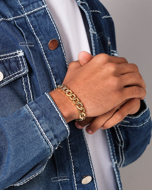 NXS Hex Cut Curb Bracelet Gold