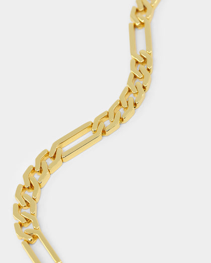 NXS Sharp Cut Figaro Chain Gold
