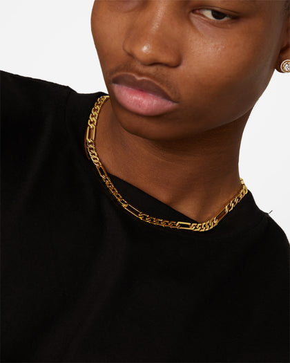 NXS Sharp Cut Figaro Chain Gold