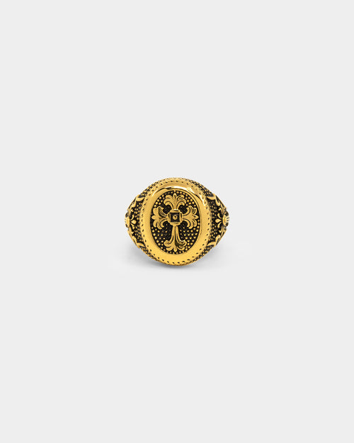 NXS Heirloom Cross Ring Gold