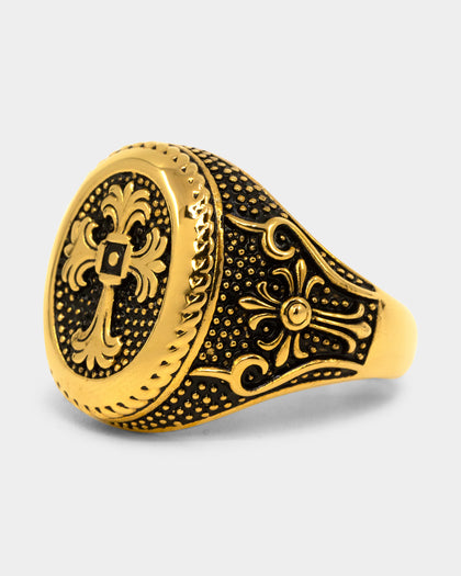 NXS Heirloom Cross Ring Gold