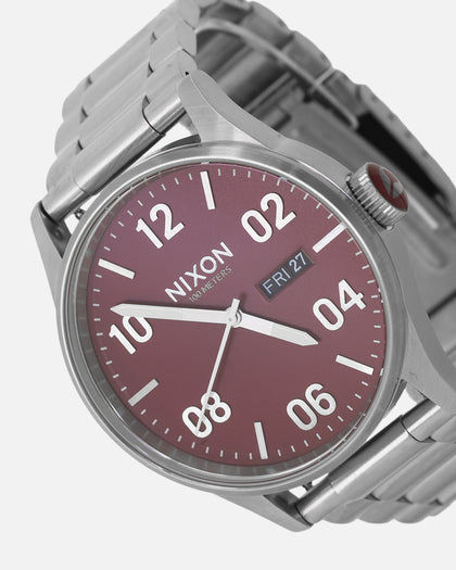 Nixon Sentry Stainless Steel Silver/Cranberry