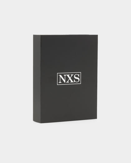 NXS Rectangle Stone Pendant Chain White Gold/Black