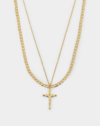 NXS Crucifix Chain Set Gold