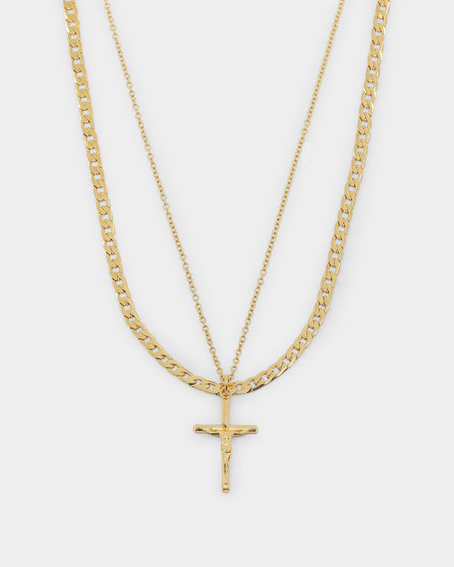 NXS Crucifix Chain Set Gold