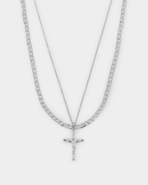 NXS Crucifix Chain Set White Gold
