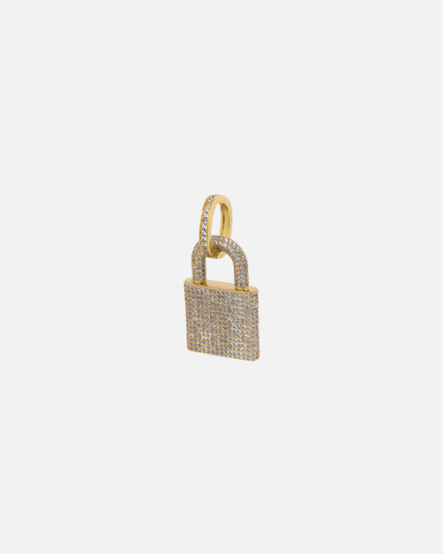 NXS Iced Padlock Pendant Iced Gold