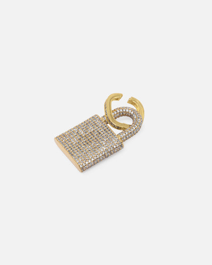 NXS Iced Padlock Pendant Iced Gold