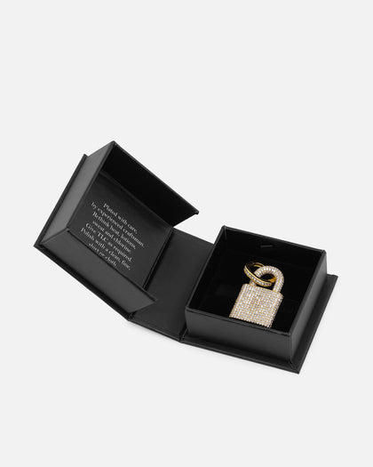 NXS Iced Padlock Pendant Iced Gold
