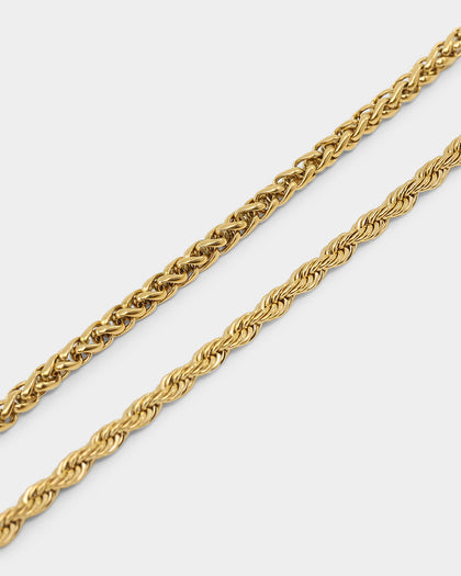 NXS Wheat Rope Bracelet Set Gold