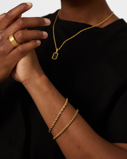 NXS Wheat Rope Bracelet Set Gold