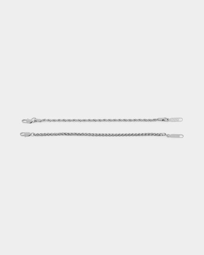 NXS Wheat Rope Bracelet Set White Gold