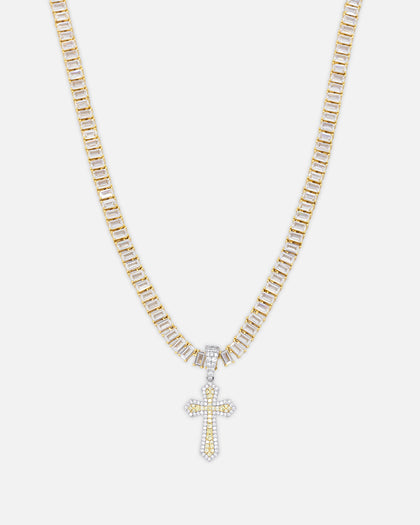 NXS Iced Sanctity Cross Pendant Citrine/Iced White Gold