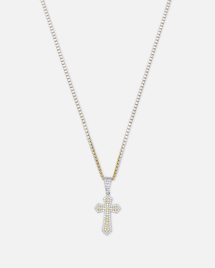 NXS Iced Sanctity Cross Pendant Citrine/Iced White Gold
