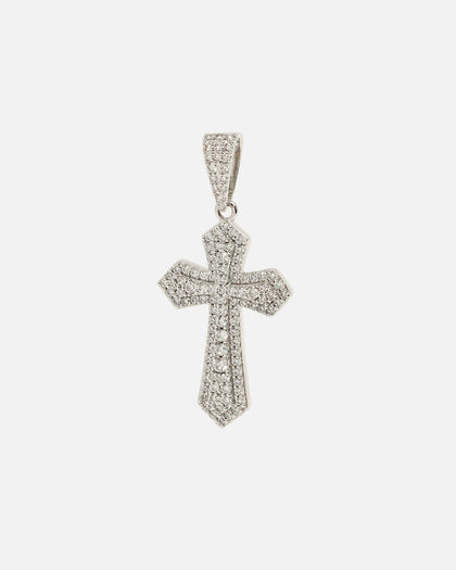NXS Iced Sanctity Cross Pendant Iced White Gold