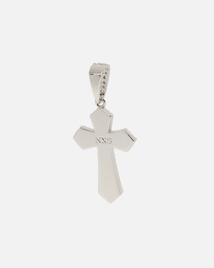 NXS Iced Sanctity Cross Pendant Iced White Gold