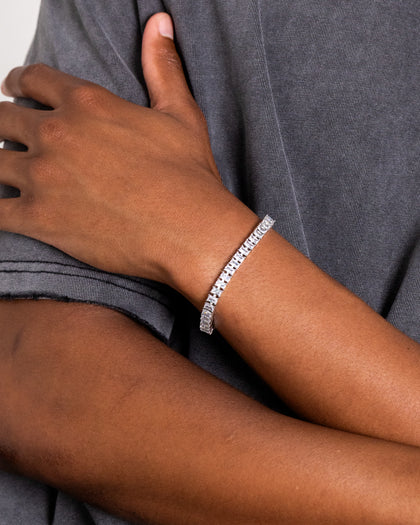 NXS Iced Baguette Bracelet Iced White Gold