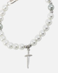 NXS Dagger Pearl Bracelet White Gold/Blue