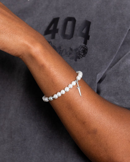 NXS Dagger Pearl Bracelet White Gold/Blue