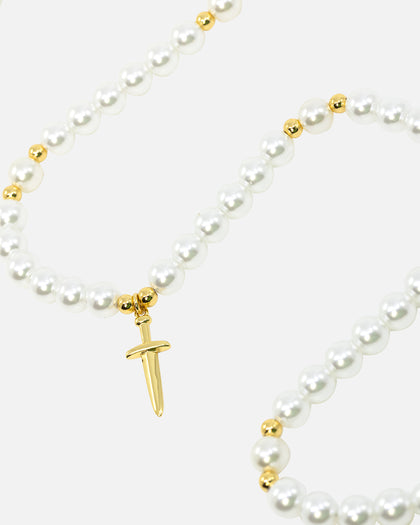 NXS Dagger Pearl Necklace Pearl/Gold