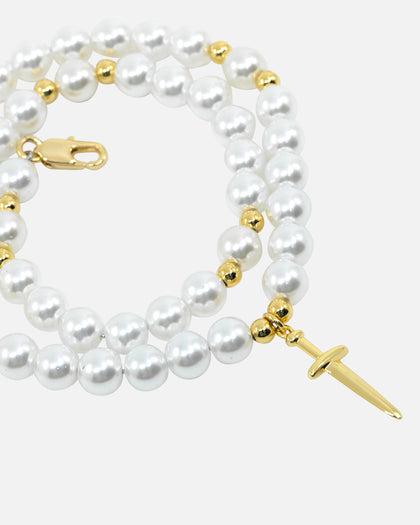 NXS Dagger Pearl Necklace Pearl/Gold