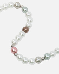 NXS Coloured Cross Pearl Necklace Multi/White