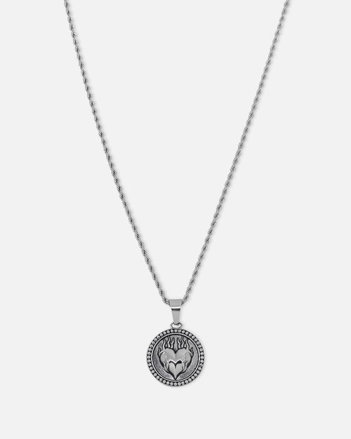 NXS Burning Heart Necklace White Gold