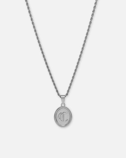 NXS Vintage Letter Necklace White Gold
