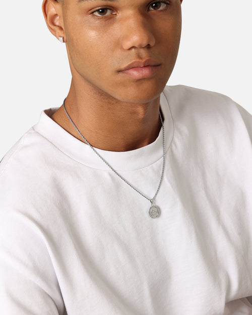 NXS Vintage Letter Necklace White Gold