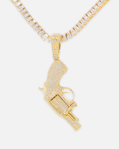 Saint Morta Revolver Pendant Iced Gold