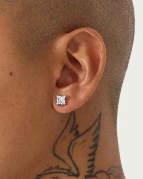 Saint Morta Square Cut Earrings White Gold