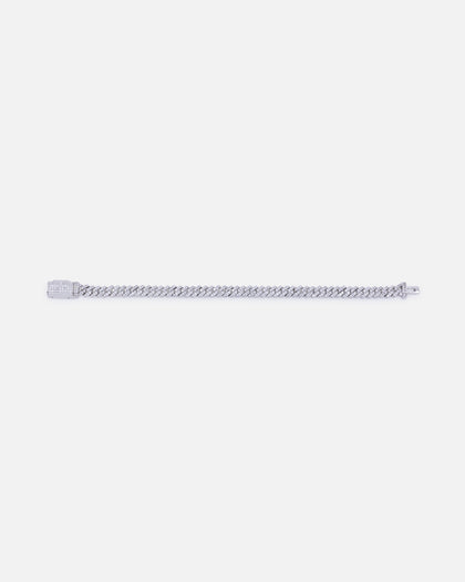 Saint Morta 6mm Iced Cuban Prong Bracelet Iced White Gold