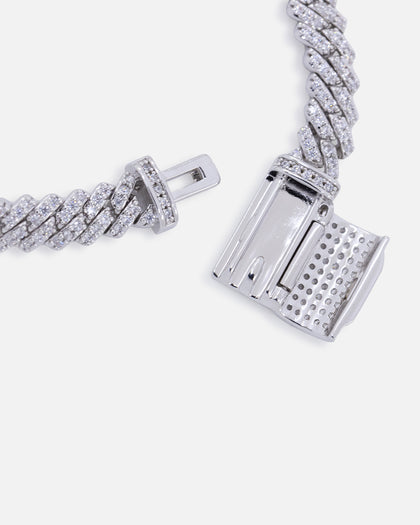 Saint Morta 6mm Iced Cuban Prong Bracelet Iced White Gold