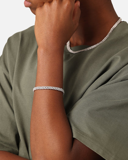 Saint Morta 6mm Iced Cuban Prong Bracelet Iced White Gold