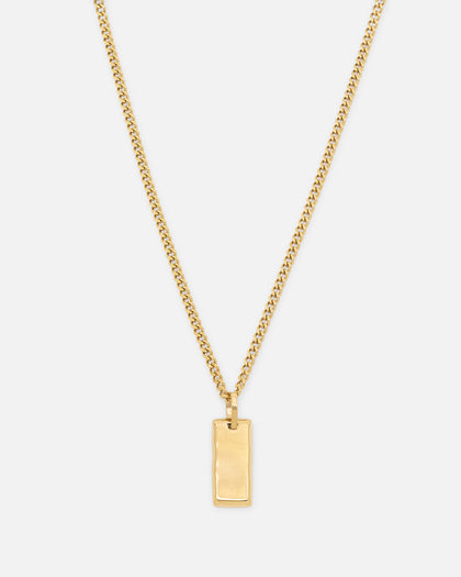 Saint Morta Carved Tag Necklace Gold