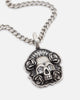 Saint Morta Skull And Roses Necklace Stainless Steel