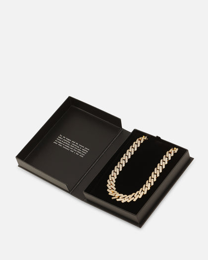 Saint Morta 18" 14mm Iced Interlink Chain Iced Gold