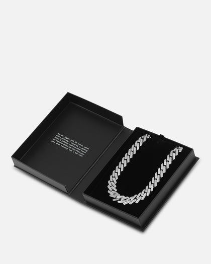 Saint Morta 18" 14mm Iced Interlink Chain Iced White Gold