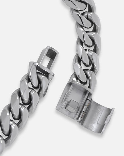 Saint Morta 10mm Cuban Bracelet White Gold